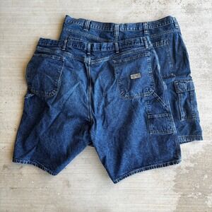 BUNDLE 2 Wrangler Cargo Shorts Mens 44 Denim Utility Carpenter Pocket Relaxed
